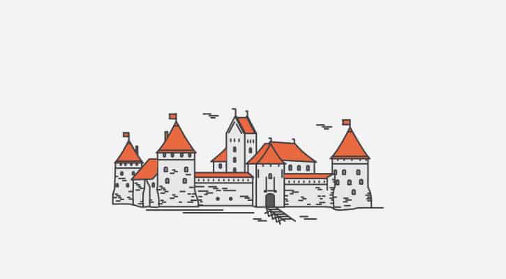 Trakai Island Castle - an island castle located in Trakai, Lithuania on an island in Lake Galvė. The castle is sometimes referred to as "Little Marienburg".