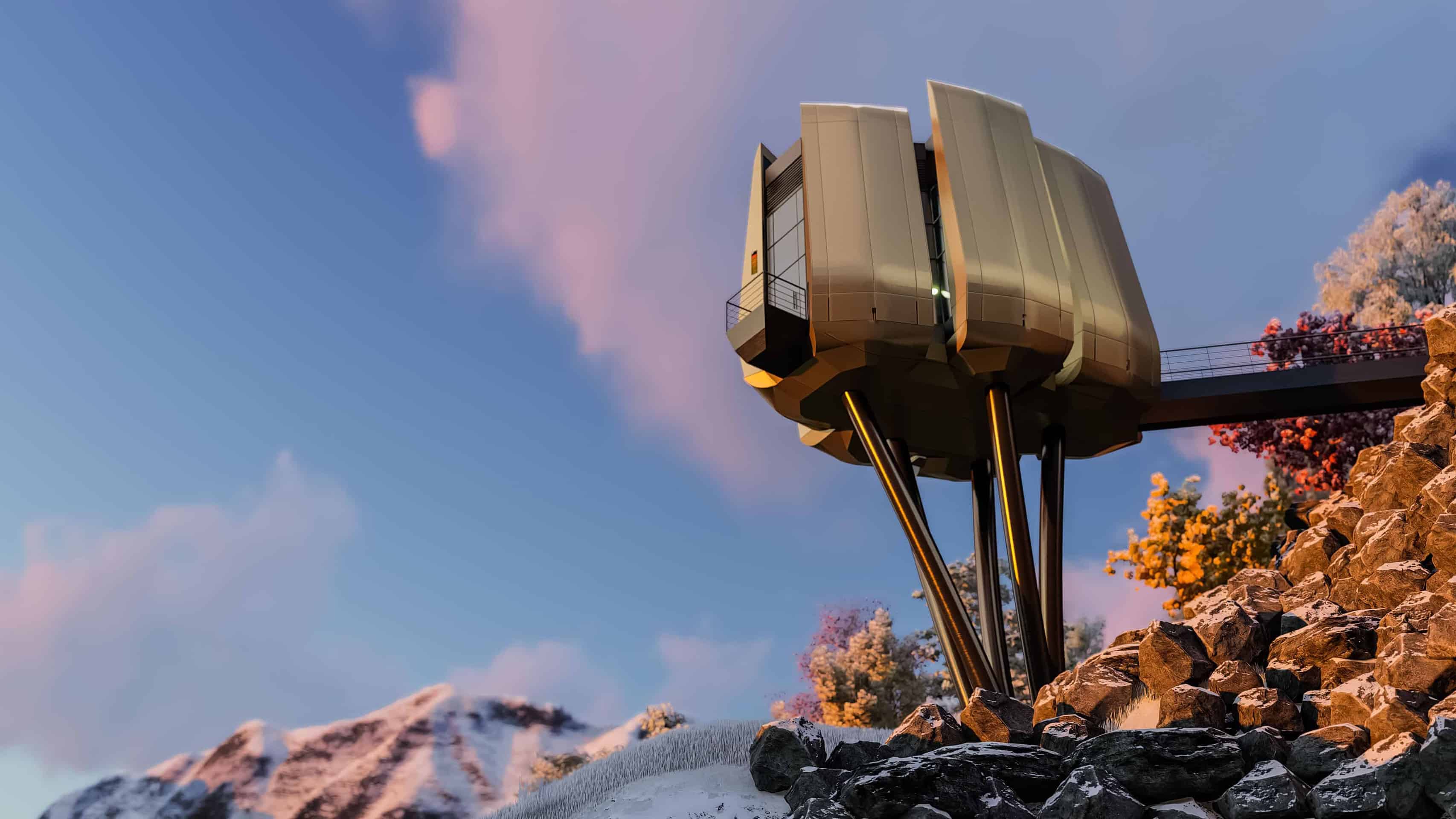 Futuristic Sustainable Mountain Pod