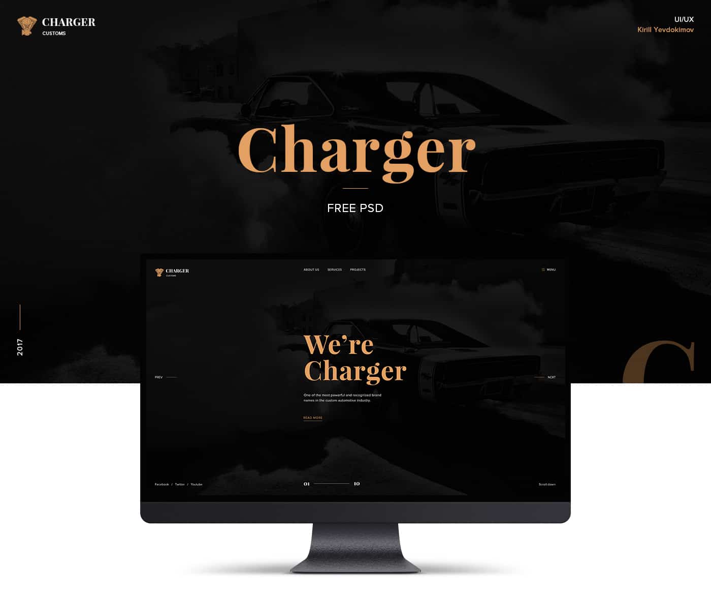 Charger Customs (Free PSD Website Template)