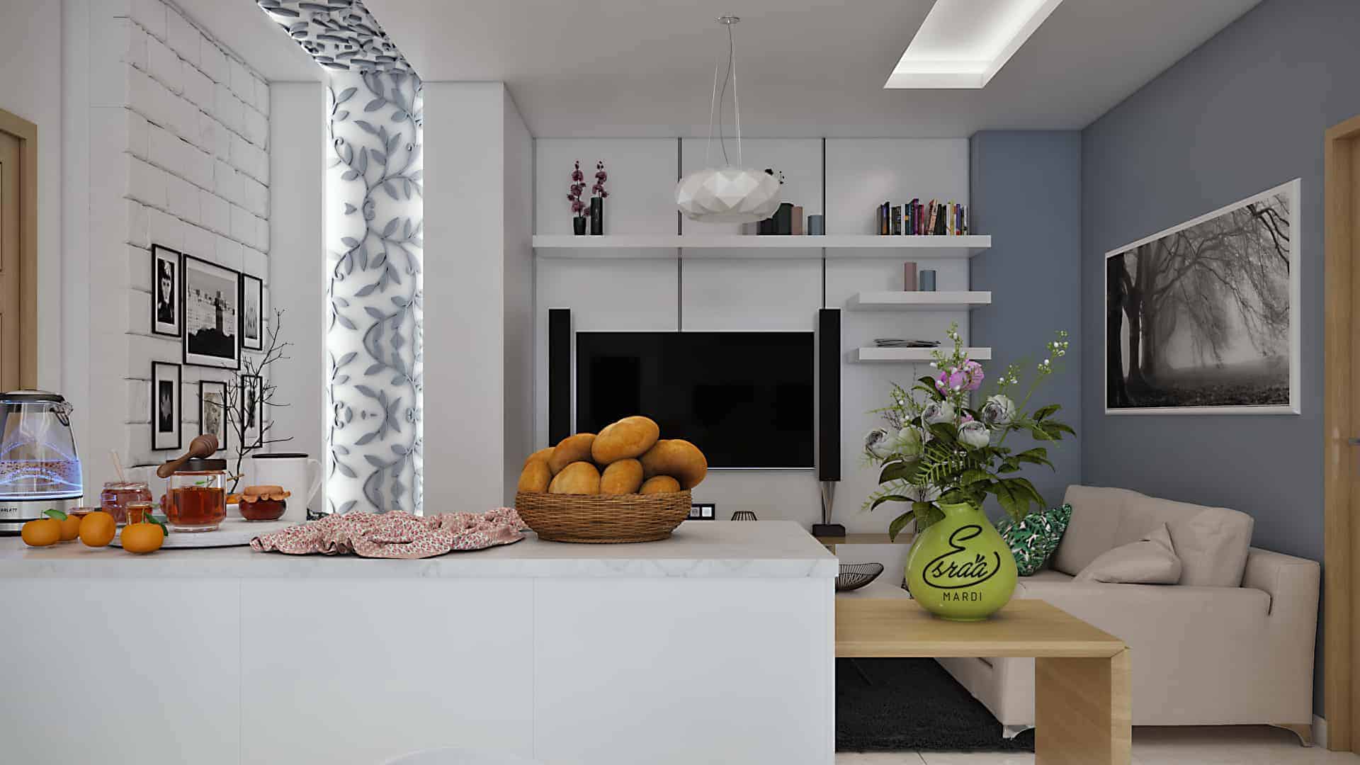 Living Area & kitchen | Design Ideas