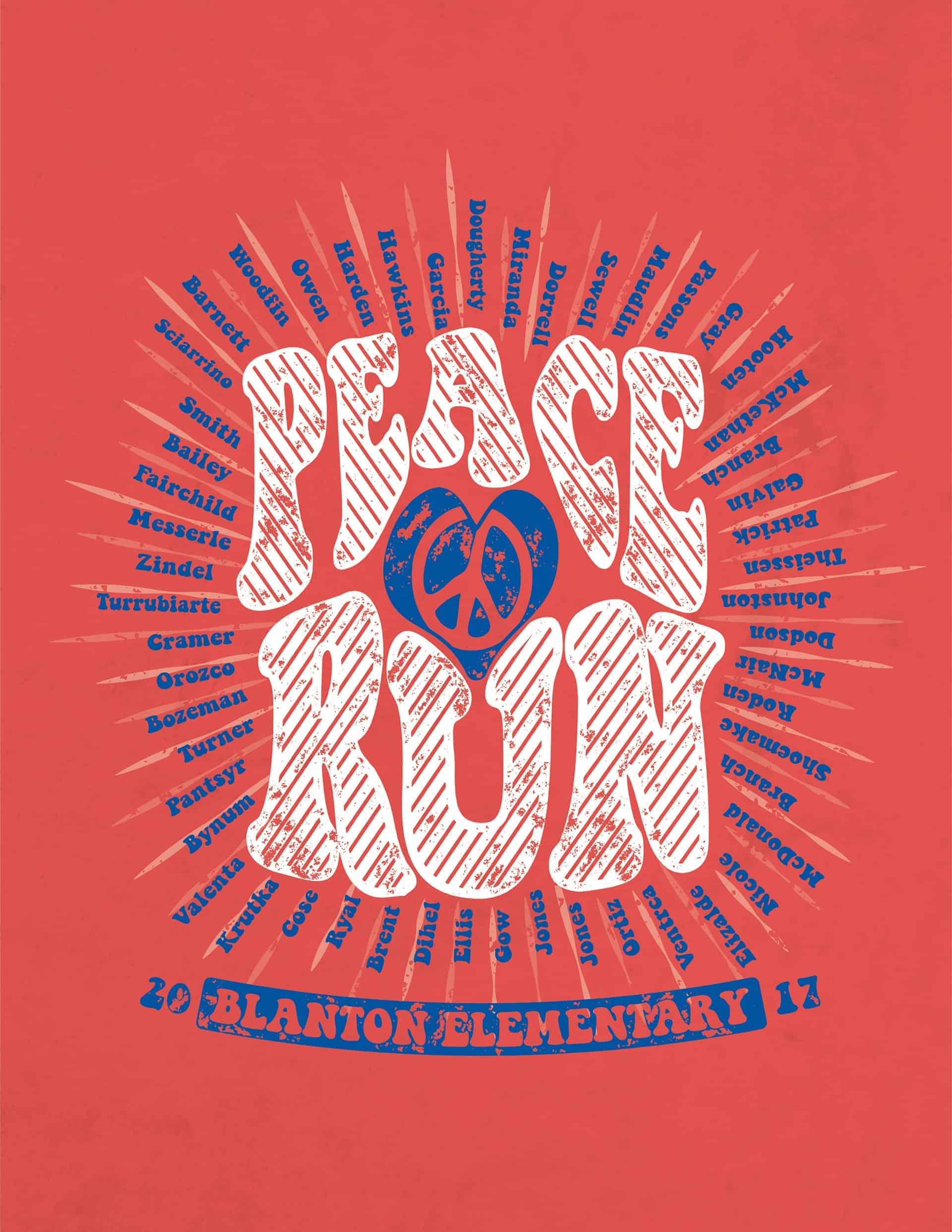 Peace and Love Fun Run T Shirt Design