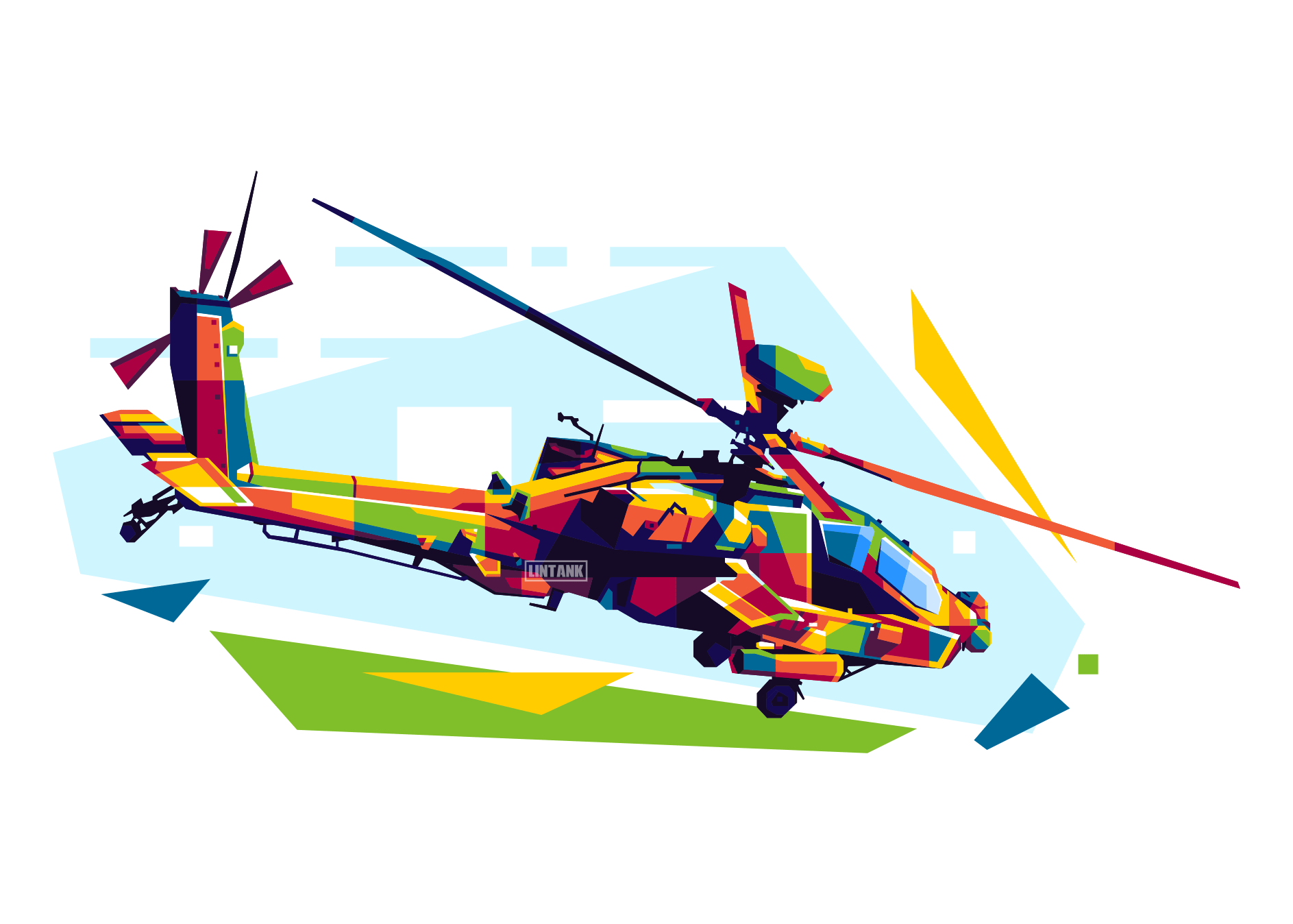 AH-64D Apache Longbow in WPAP Illustration